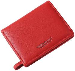 RRANCharltu Geldbörse Damen klein Leder Kleines Portemonnaie Mini Kurzer Damen Geldbeutel mit Zipper Münzfach Brieftasche, Rot von RRANCharltu