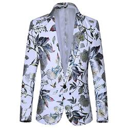 Herren Sakko Slim Fit Einfarbig Modern Anzugjacke für Hochzeit Party Abschluss Business Mens Blazer Slim Fit Flowery Suit Jacket Stylish Floral Tuxedo Jackets Herren Anzug Slim Fit Herren Smoking von RRGEAR