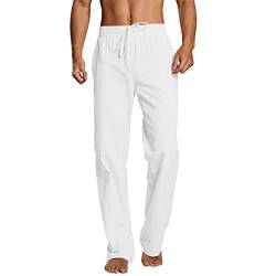 Leinenhosen Herren Lang Sommerhose Leicht Casual Leinen Hosen Mann Freizeithose Loose Fit Standhosen Yoga Arbeitshose Jogginghose Extra Lang Herren von RRGEAR