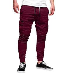 RRGEAR Cargo Hose Herren Lange Regular Fit Freizeithose Baumwolle Einfarbig Arbeitshose Loose Casual Cargohose mit Taschen Freizeithose Vintage Sporthose Trekkinghose Freizeithose Arbeit/Party von RRGEAR