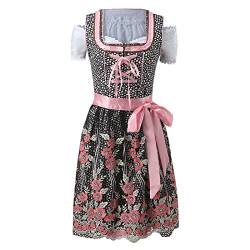 RRGEAR Dirndl Damen inkl. Dirndl Schürze, Midi Trachtenkleid Dirndl Kostüm Spitze Dirndl für Damen für Oktoberfest Bavarian Karneval Dirndl Accessoires Trachtenbluse Langarm von RRGEAR