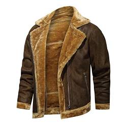 RRGEAR Herren Jacke aus Kunstleder Winter mit Stehkragen Motorrad Piloten Reißverschluss lässig Lederjacke Biker Lederjacke Herren Mens Winter Jacket FüR VäTer/Freunde/EhemäNner/SöHne von RRGEAR