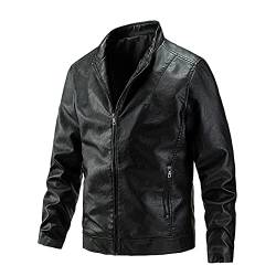 RRGEAR Herren Lederjacke Bikerjacke Lammnappa schwarz Pflanzlich gegerbt Herren Jacke Lederjacke Echtleder Leder Biker Übergangsjacke Lammfelljacke Herren Winter Jacken FüR MäNner von RRGEAR