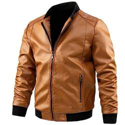 RRGEAR Herren Lederjacke Kunstlederjacke Kunstleder Farbvarianten Jacke Bikerjacke Übergangsjacke Herrenjacke Leder Echtlederjacke Echtleder Wildleder Biker Motorradjacke Daunen Herren Jacke von RRGEAR