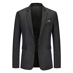 RRGEAR Herren Sakko Baumwolle Stretch EIN Knopf Slim Fit Blazer Sportlich Freizeit Anzugjacke Leicht Jacke Suit Für Dinnerpartys und Alltag von RRGEAR