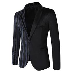 RRGEAR Herren Sakko Baumwolle Stretch EIN Knopf Slim Fit Blazer Sportlich Freizeit Anzugjacke Leicht Jacke für Business Anzug Herren Schwarz Arbeit/Party von RRGEAR