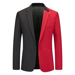 RRGEAR Herren Sakko Baumwolle Stretch EIN Knopf Slim Fit Blazer Sportlich Freizeit Anzugjacke Leicht Jacke für Business Karierte Jacke Herren Anzug Herren Slim Fit von RRGEAR