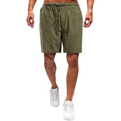 RRGEAR Herren Short Freizeit Baumwolle Leinen Loose Fit Sport Hose Mit Kordel Fitness Shorts Kurze Jogginghose Sport Laufhose Kurze MäNner Hosen Kurze Hosen Herren Für Papa/Freund/Ehemann/Sohn von RRGEAR