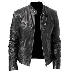 RRGEAR Lederjacke Herren Langarm - elegante Bikerjacke - Männerlederjacke mit Stehkragen - Übergangsjacke Echtleder DüNne Jacke Herren Jacke Herren üBergangsjacke von RRGEAR