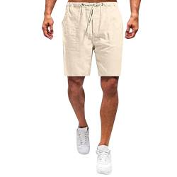 RRGEAR Leinen Shorts Herren Kurze Hose mit 4 Tasche Bermuda Hose Sommer Arbeitshose MäNner Kurz Herren Kurze Hosen Sommer Für Papa/Freund/Ehemann/Sohn von RRGEAR