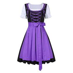 RRGEAR Mini-Dirndl, Figurbetontes, kurzes Dirndl in Glitzeroptik,Verziehrung Oktoberfest Dirndl-Kleid mit Schürze, Dienstmädchen Uniform Anzug Dirndelkleider Damen Dirndlbluse Spitze Langarm von RRGEAR