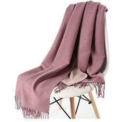 Damen Kaschmir Mischung Schal Warmer Schal Bicolor Schal Fashion Umhängetuch (Pink) von RRMY