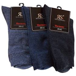 6 Paar Socken Pia RS Harmony Herrensocken ohne Naht Softrand (39-42, Blau-töne) von RS pia Harmony