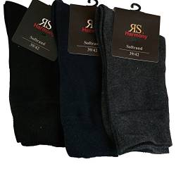 6 Paar Socken Pia RS Harmony Herrensocken ohne Naht Softrand Bw (47-50, Schwarz/Blau/Grau) von RS pia Harmony