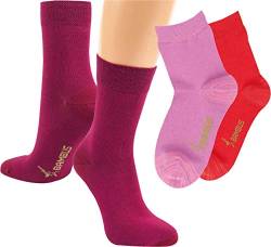 RS. Harmony Kinder Socken Bambus, verstärkte Belastungszonen, extra weich auf der Haut, atmungsaktiv, für Mädchen und Jugendliche | rosé, pink, bordeaux | 23-26 | 3 Paar von RS. Harmony