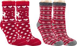 RS. Harmony | Kuschelsocken für Damen | Weihnachtszeit Thermo | 2 Paar | rot-anthrazit | 39-42 von RS. Harmony