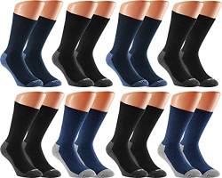 RS. Harmony | Outdoor-Funktionsstrumpf aus Baumwolle | Socken mit Wellness Frottee-Sohle | für Damen und Herren | 8 Paar | Farbe grau - schwarz, marine, jeans | Größe 39-42 von RS. Harmony