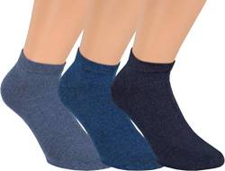 RS. Harmony Sneaker-Socken aus Baumwolle mit Komfortrand und sehr flacher Zehennaht, 3 Paar, Farbe jeanstöne, Größe 39-42 von RS. Harmony