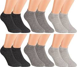 RS. Harmony Sneaker-Socken aus Baumwolle mit Komfortrand und sehr flacher Zehennaht, 6 Paar, Farbe grau, Größe 39-42 von RS. Harmony