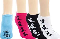 RS. Harmony | Sneaker Socken bunte Katze für Damen | 3 Paar | schwarz, pink, weiß, hellblau - gemischt | 35-38 von RS. Harmony