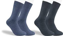 RS. Harmony Socken Thermo, Baumwoll Strumpf mit Softrand, ohne Gummidruck, Weich und Warm, für Damen und Herren, 2 Paar, mittel-, dunkel-jeans, 43-46 von RS. Harmony