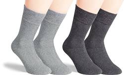 RS. Harmony Socken Thermo, Baumwoll Strumpf mit Softrand, ohne Gummidruck, Weich und Warm, für Damen und Herren, 2 Paar, silber, anthrazit, 35-38 von RS. Harmony