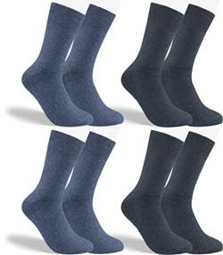 RS. Harmony Socken Thermo, Baumwoll Strumpf mit Softrand, ohne Gummidruck, Weich und Warm, für Damen und Herren, 4 Paar, mittel Jeans, dunkel Jeans, 35-38 von RS. Harmony