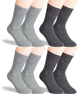 RS. Harmony Socken Thermo, Baumwoll Strumpf mit Softrand, ohne Gummidruck, Weich und Warm, für Damen und Herren, 4 Paar, silber, anthrazit, 35-38 von RS. Harmony