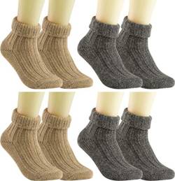 RS. Harmony | Socken und Strümpfe für Damen | Alpaka mit Umschlag | 4 Paar | anthrazit, natur | 35-38 von RS. Harmony