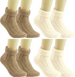RS. Harmony | Socken und Strümpfe für Damen | Alpaka mit Umschlag | 4 Paar | natur, wollweiß | 39-42 von RS. Harmony