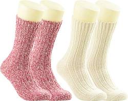RS. Harmony Wollsocken extra weich und warm, Qualitäts Socken aus natürlicher Wolle für Damen, angenehmer Sitz am Fuß duch dehnbaren Bund ohne einschneiden, weiß/rosa, 2 Paar, 39-42 von RS. Harmony