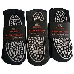 RS 3 Paar Damen Herren ABS Socken Anti Rutsch Socken Stoppersocken Noppensocken (47-50 ( 3x Schwarz)) von RS