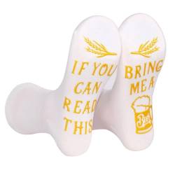 RSHVSMS Lustige Socken, kreative Anti-Rutsch-Baumwollsocken, geben Sie Herren Bier Geburtstagsparty Geschenke, super lustige Socken, ein Must-Have für Bier-Enthusiasten,EU-Größe 38-45 (weiß) von RSHVSMS