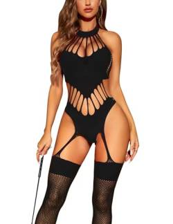 RSLOVE Damen Fishnet Bodystocking Dessous für Frauen verführerische sexy Strumpfhosen Outfits Schwarz One Size von RSLOVE