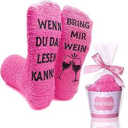 RSVOM Kuschelsocken, Lustige Damen Geschenke für Frauen Weinliebhaber, Wenn du das lesen Kannst Bring mir Wein Antirutsch Socken Witzige Geburtstagsgeschenk für Freundin Valentinstag von RSVOM