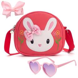 RSXING Kleines Mädchen Kaninchen Tasche Mädchen Handtasche Kinder Hase Geldbörse Mädchen Spielzeug Crossbody Tasche Messenger Umhängetasche Geburtstag (Wassermelone Rot) von RSXING