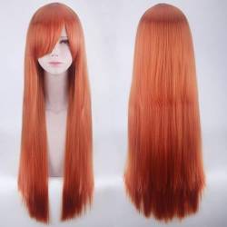 Wig for Fashion Trend For Daily Use Cosplay Wig Universal 80Cm Color Long Straight Hair Style For Men And Women Universal Straight Hair Color:Zf80-016 Orange (Rose Net) von RTGFS