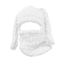 RTGSE Frauen Stricke Vollgesichtski -Maske Häkelbalaklava Winter warm warm warm Kawaii süße Hasenohren Stricke Balaclava Gesichtsabdeckung Maske (Bunny White, One Size) von RTGSE