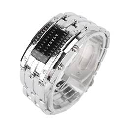 LED-Armbanduhr, Binärmodus, LED-Anzeige, wasserdicht, für den täglichen Gebrauch, silber, L, Armband von RTLR