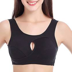 Damen Anti-Sagging Sport-BH Crop Top Mit Weich Gepolstertem, Anti-Sagging Bügel-BH, Für Aerobic Fitness Yoga (Black,2XL) von RTcald