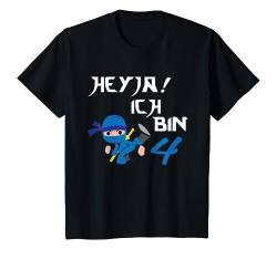 Kinder 4. Geburtstag Junge 4 Jahre alt vierjähriger Ninja blau T-Shirt von RTstyles