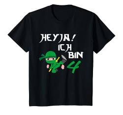 Kinder 4. Geburtstag Junge 4 Jahre alt vierjähriger Ninja grün T-Shirt von RTstyles