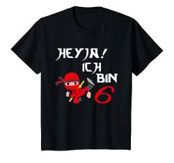 Kinder 6. Geburtstag Junge 6 Jahre alt sechsjähriger Ninja rot T-Shirt von RTstyles