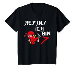 Kinder 7. Geburtstag Junge 7 Jahre alt siebenjähriger Ninja rot T-Shirt von RTstyles