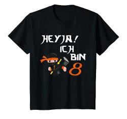 Kinder 8. Geburtstag Junge 8 Jahre alt achtjähriger Ninja schwarz T-Shirt von RTstyles