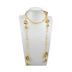 RUAJOGYNVM Schmuck natürliche gelbe Citrine gebürstete Perlen lange Halskette 40 Zoll Pullover Kette Halskette for Frauen erfüllen Ketten für Damen von RUAJOGYNVM
