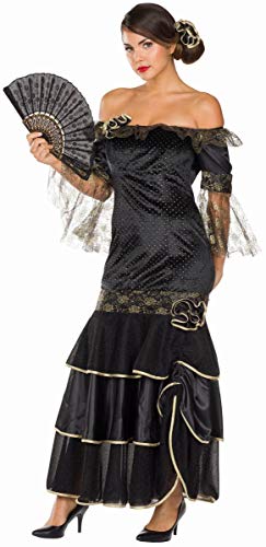 Rubie's 13461-42 Damen Kostüm Flamenco Spanierin Tänzerin Kleid latein Ballkleid Fasching (42), Schwarz, Gold von RUBIE'S