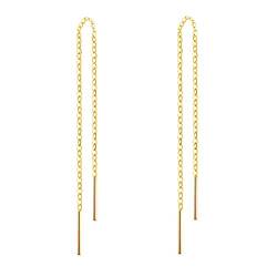 14 k Gold Ohrringe für Frauen baumeln Ohrringe Drop Thread baumelnde Ohrringe Minimalismus getaucht lange Kette Ohrring (Gold) von RUBOBUC