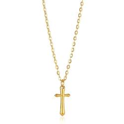 RUDFUZ Antike Jesus-Kreuz-Halsketten für Frauen; Edelstahl-Münzanhänger; ideales Geschenk zur Gebet zur Taufe., 04, einfach von RUDFUZ