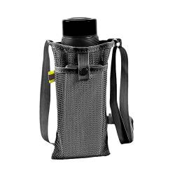 RUDFUZ Wasserflasche Träger mit Gurt Crossbody Wasserflasche Sling Faltbare Leichte Mesh Wasserflasche Sleeve Tasche für Wandern Radfahren Fitness, einfarbig, A4 von RUDFUZ